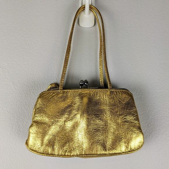 Bebe Gold Leather Mini Bag Rhinestones and Bow - Picture 3 of 9